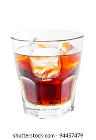 A Glass Of Rum And Coke Isolated On White Background