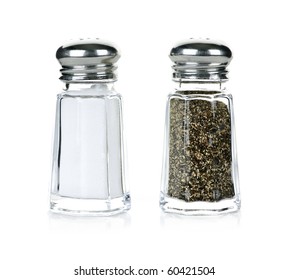 Glass salt and pepper shakers isolated on white background - Shutterstock ID 60421504