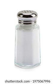 Glass Salt Shaker With Metal Top Cut Out.