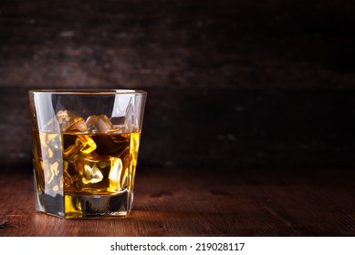 Glass Of Scotch Whiskey And Ice