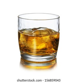 Glass Of Scotch Whiskey On A White Background