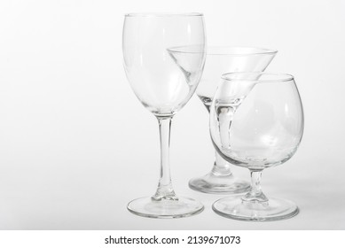 Glass Set Of Goblet Group, Empty Clean Glassware