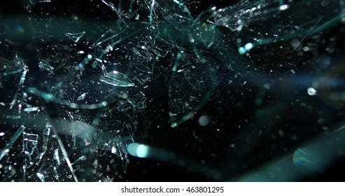 Glass shards fragmenting