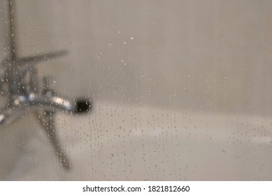 Glass Shower Screen With Water Drops