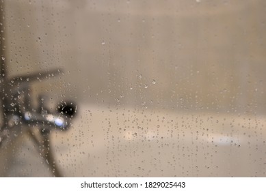 Glass Shower Screen With Water Drops