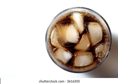 Glass Of Soda With Ice From Above