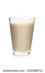 Glass Of Soy Milk Isolated On White Background.