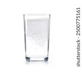 Glass of sparkling water bubbles