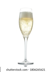 Glass Of Sparkling Wine (champagne) Isolated On White Background