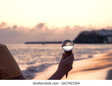 Glass Sphere On A Ice Cream Cornet