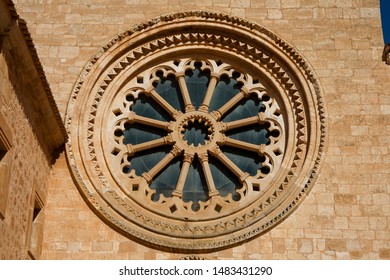 Glass And Stone Rosette Front View In A Monsatery Of Santa María De Huerta In Soria Province, Spain.