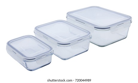 Glass Storage Container, Round Storage Container, Square Storage Container, White Background