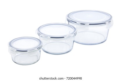 Glass Storage Container, Round Storage Container, Square Storage Container, White Background