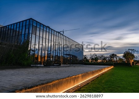 Glass structure building during the evening blues time