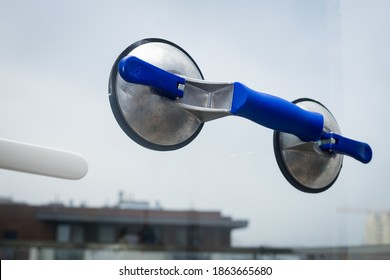 Glass Suction Cup Attached To The Glass, Glazier Work Tool