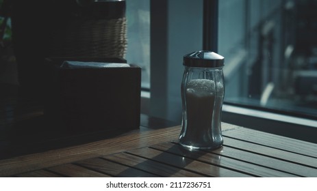 Glass Sugar Bowl On The Table By The Window