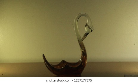 glass swan in table 