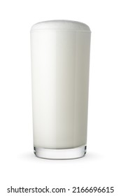 Glass With Tasty Vanilla Milkshake Isolated On White Background.