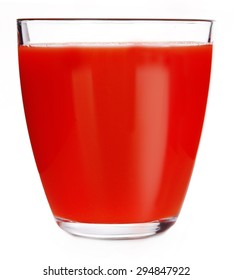 Glass Of Tomato Juice Isolated On White