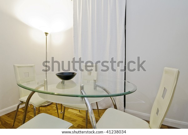 Glass Top Oval Dining Table White Stock Photo Edit Now 41238034