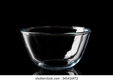 Glass Transparent Bowl On Black Background From Side