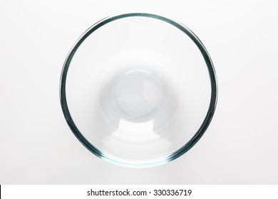 Glass Transparent Bowl On White Background Directly From Above