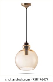 Glass Transparent Gold Pendant Light. Chandelier. Round.