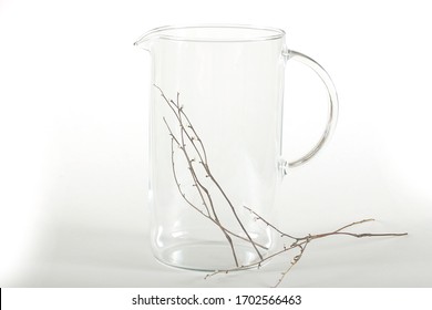 Glass Transparent Pitcher With A Plant Inside