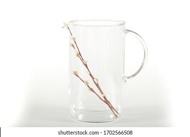 Glass Transparent Pitcher With A Plant Inside