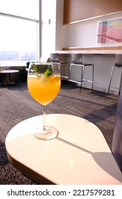 A Glass Of Tropical Flavor Cocktail In The Lounge