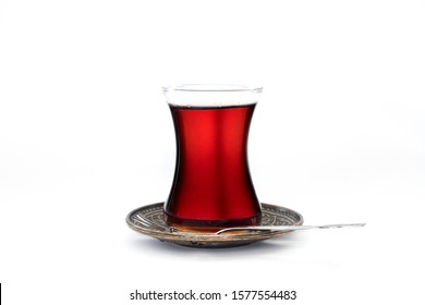 Glass Of Turkish Tea Isolated On White