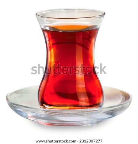  A Glass of Turkish Tea on white background. Translate: Beyaz zeminde bir bardak Türk Çayı.