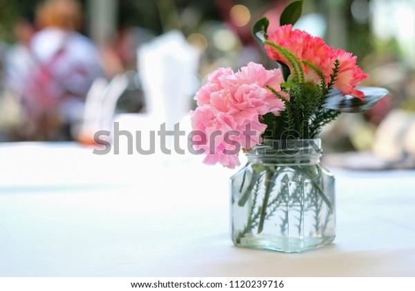 Glass Vase Flowers Beautiful Decoration Wedding Stock Photo Edit