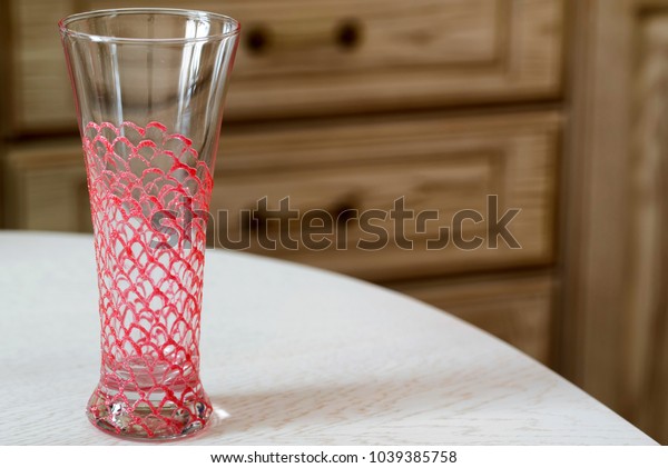 Glass Vase Red Hand Painting Stock Photo Edit Now 1039385758