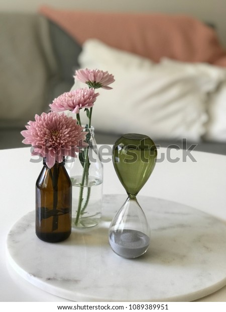 Glass Vases On Coffee Table Hourglass Stock Photo Edit Now