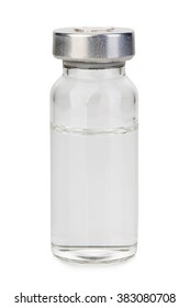 Glass Vial Medical Close-up Isolated On A White Background.