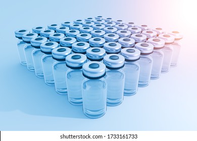 Glass vials for liquid samples. Laboratory equipment for dispens