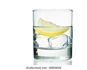 Glass Of Vodka On The Rocks With Lemon