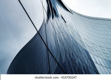 Glass wall in modern office building