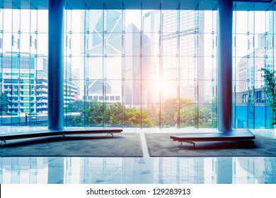 Glass Wall In The Office Building