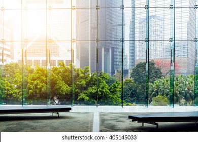 Glass Wall In The Office Building