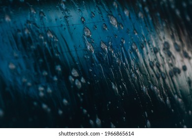 Glass Washing. Wet Glass. Close-up Of Foam Dripping On Wet Glass