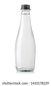 Glass Water Bottle Isolated On White With Clipping Path