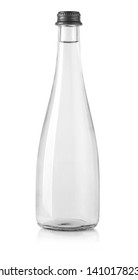 Glass Water Bottle Isolated On White With Clipping Path