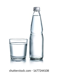 Glass Water Bottle And Glass Of Water Isolated On White Background