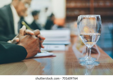 Glass Water In The Conference Room