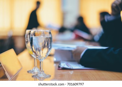 Glass Water In The Conference Room