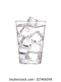 Glass Of Water With Ice Cubes Isolated On White Background