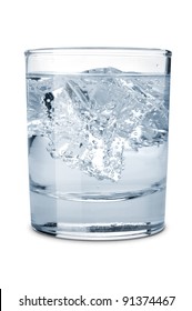 Glass Of Water With Ice  Isolated On A White Background