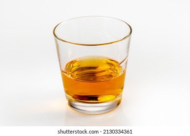 Glass Of Whiskey Or Whisky Or Bourbon Or Scotch, Closeup Isolated On White, Clipping Path